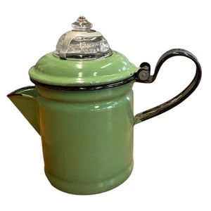 Caffettiera Cardella Mfg Smalto Verde Percolatore Bordo Nero Rottura No Più Top - Foto 1 di 8