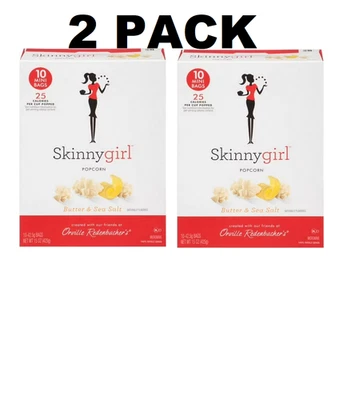 2 PACK 20 mini bolsas - Skinnygirl mantequilla y sal marina palomitas de maíz para microondas 15 oz cada una Foto 1 de 2
