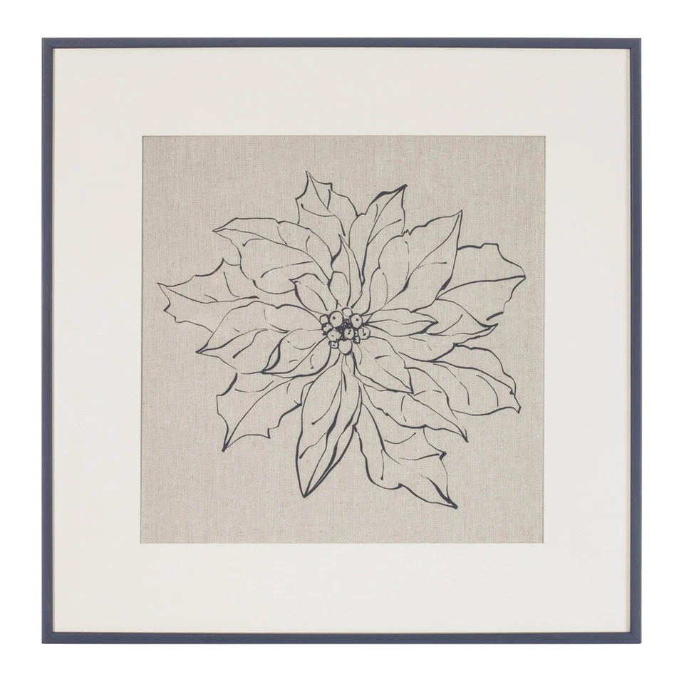 Estampado de flor de pascua enmarcado bajo vidrio 20" cuadrado Foto 1 de 1