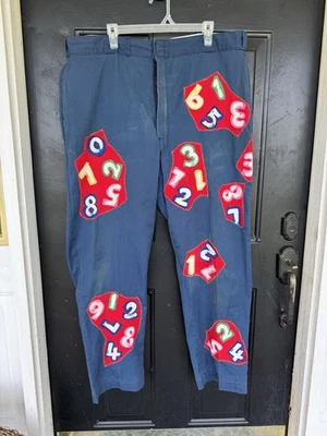 复古 Shriners 70 年代小丑裤子拼布男式 44 码 — 第 1/3 张图片