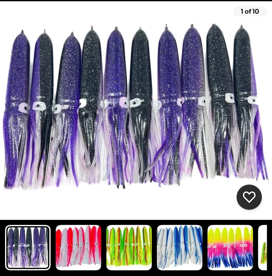 Fishing Guru Tackle’s  Squid Skirt Bulb Squid 9inch 10PC  20 packs - Image 1 of 1