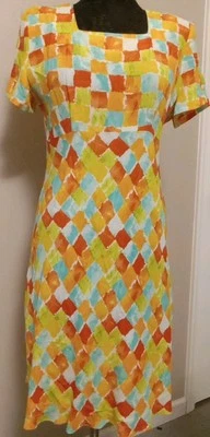 Jeffrey And Dara Women Multicolor Geometric Shortsleeve Back Zip Dress Size 10 - Image 1 of 4