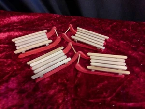 Deko-Schlitten/Mini-Schlitten/neu/rot/braun/4 Stück - Bild 1 von 4