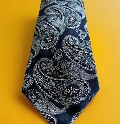 Corbata de lujo para hombre Colors By Alexander Julian negra/dorada/plateada cachemira 58X4 Foto 1 de 4