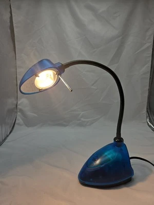 Lámpara de Escritorio Azul Atómico Cuello de Ganso Brazo Ajustable Base Botón Foto 1 de 4