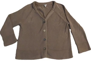 J.Jill Pullover Damen mittelbraun Baumwolle Strick Cardigan Strukturkanten V-Ausschnitt - Bild 1 von 11