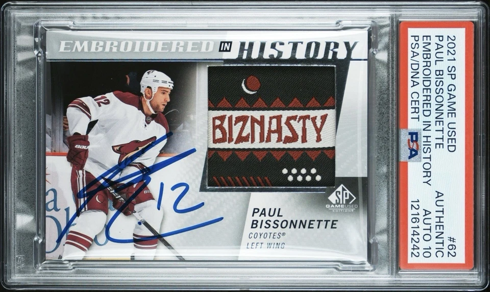 Paul Bissonnette Signed 2021 SP Game Used Embroidered BIZNASTY PSA Auto 10 - Image 1 of 3