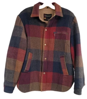 VINTAGE TOWNCRAFT WOOL COAT JCPENNEYS CHECK PLAID JACKET 60s SHERPA LINED SMALL - Image 1 of 4