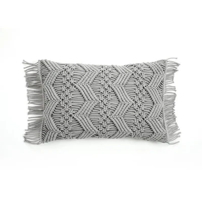 Funda Almohada Decorativa Studio Chevron Macrame, 13" W x 20" L, Gris - R... Foto 1 de 4