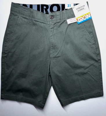 IRON CO 男式弹力短裤(尺寸 31)弹性腰平前真 OLIVE 全新标签! — 第 1/4 张图片