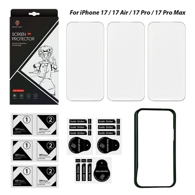 3x iPhone 17/17 Air/17 Pro/17 Pro Max Tempered Glass with Align Frame–HD Protect - Image 1 of 4