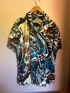 African / tribal art style abstract light summer shirt size XL - Picture 1 of 5