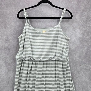 Faded Glory Gray White Stripe Maxi Sleeveless Flare Dress Extra Large XL - Picture 1 of 5