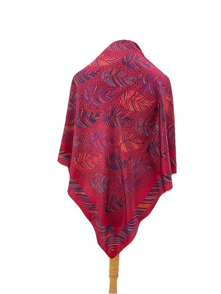 Y3#Givenchy Nouvelle Boutique Bufanda de Seda Roja Multicolor Estampado de Plumas De Colección Foto 1 de 4