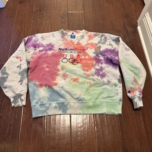 Vintage Olympics Sweatshirt Mens Size L Gray Champion Team USA NationsBank 1996 - Picture 1 of 11