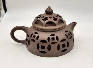 YIXING ZISHA Reticulated Open Work Double Wall Clay Teapot made by JI JIANQIN - Picture 1 of 24