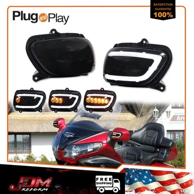 Luces de señal LED ámbar DRL blancas delanteras ahumadas para Honda Goldwing 1800 F6B 01-17 Foto 1 de 4