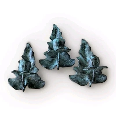 Lote de 3 candelabros de pared vintage de hierro verde forjado hoja de roble 6"Lx5"W rústico Foto 1 de 4