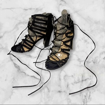 JUST FAB Negro Sólido CORREAS AL TOBILLO CREMALLERA TRASERA Tacones Altos Para Mujer Talla 7 Foto 1 de 4