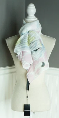 NEW EMPORIO ARMANI Rectangle Scarf Pleated Water Color Sheer Made in Italy NWT - Image 1 of 2