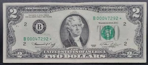 1976 Two Dollar Federal Reserve STAR NOTE $2 LOW SERIAL NUMBER 00047292 #79585 - Picture 1 of 2