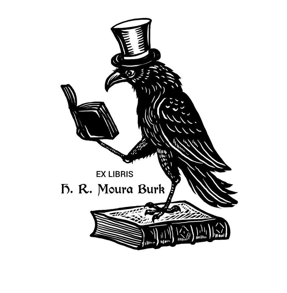 Sello Ex Libris, sello de biblioteca, sello de cuervo, sello de insectos, tallado a mano Foto 1 de 1