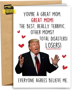 Funny Trump Birthday Card for Mom, Witty Birthday Card for Mom from Daughter Son - Picture 1 of 6