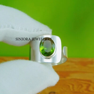 peridot gemstone 925 sterling silver handmade Gift Ring US size 5 to 13 - Image 1 of 4