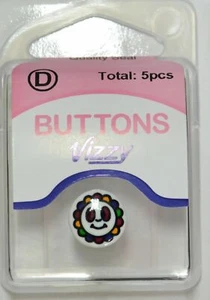 Vizzy Buttons Style 51, Smiley Face 11mm Round, Shanked, Packet Of 5 Buttons - Picture 1 of 1