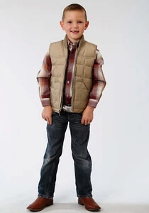 Roper Rangegear Boys Kids Brown Polyester Insulated Vest - Picture 1 of 2