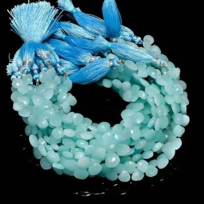 Natural Chalcedony Stone Heart Faceted Beads 7X7 9X9 mm Strand 10"  BE-17 - Image 1 of 3