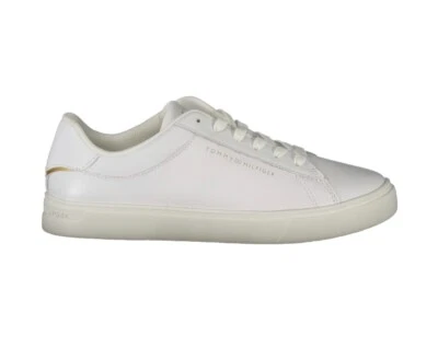 TOMMY HILFIGER Sneakers Donna Bianco Gold  New Logo Tg 38 - Imagen 1 de 4