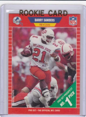 Tarjeta de novato Barry Sanders 1989 fútbol americano #1 NFL Prospect RC Detroit Lions ¡HOFER! Foto 1 de 2
