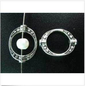 100 pcs Tibetan Silver crafted oval bead frame For Jewelry Making - Picture 1 of 1