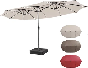 Ombrellone Doppio Da Giardino Con Base 450 X 260 Cm, Ombrellone Parasole Con Luc - Foto 1 di 12