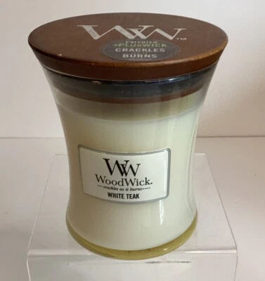 TECA BLANCA - WoodWick 9,7 oz tarro mediano velas quemaduras Foto 1 de 4