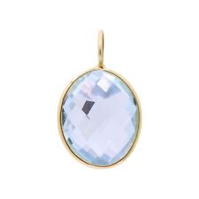 Oval Cut Blue Topaz Gemstone Pendant 9k Solid Yellow Gold Jewelry For Birthday