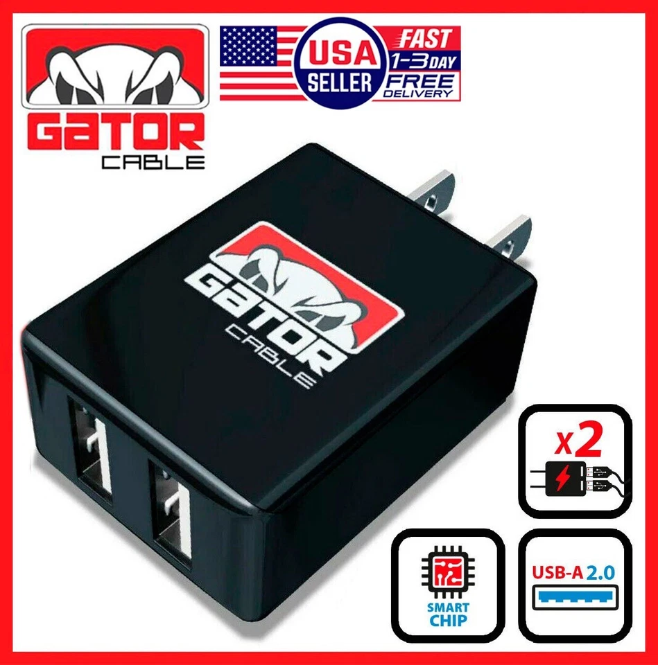 Home Wall Charger Plug Power Adapter 2 USB Port 10W Phone Fast Charge US Outlet - Image 1 of 4