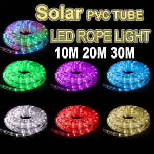 Solar 10M 20M 30M LED Rope Light PVC Hard Tube Party Christmas Lights 8 Mode - Picture 1 of 24