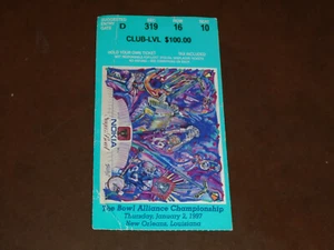 1997 SUGAR BOWL FOOTBALL TICKET STUB FLORIDA OVER FLORIDA STATE 52-20 NAT CHAMPS - Picture 1 of 2