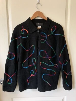 Sag  Harbor  sweater Wool Holliday Colors Dressy Black Petite XL - Image 1 of 4