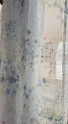 "4 cortinas florales transparentes CROSCILL de colección 45x96"" colores pastel rosa azul verde nuevas sin etiquetas" Foto 1 de 4