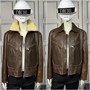 Gorgeous Dior Signature SS25 Removable Shearling Collar Calfskin Leather Jacket - Picture 1 of 23