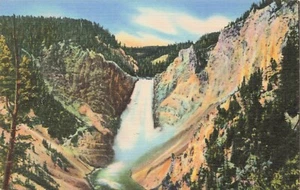 The Great Falls, Yellowstone, Wyoming Vintage Union Pacific RR PC - Picture 1 of 2