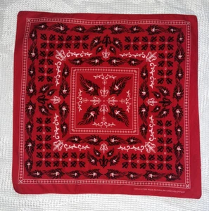 Fleur De Lis Bandana Red And Black Colorfast Cotton Handkerchief Square Scarf  - Picture 1 of 8
