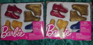 Lot of 2 Mattel Barbie Ken Shoes Pack Accessories 8 Pairs Tan Gold Blue Red New - Picture 1 of 1