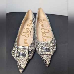Sam Edelman Flats Pointy Toe Animal Print Leather Sonja Buckle Front Sz 8 - Picture 1 of 7