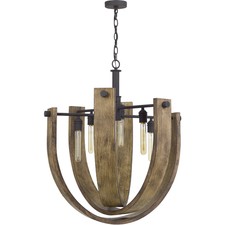 Cal Lighting & Accessories Fx-3729-6 Padova Chandelier Light Oak/Iron