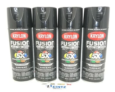 KRYLON 2702-4 PACK GLOSS BLACK All-In-One Fusion Paint & Primer No Peel - 12oz  - Image 1 of 3