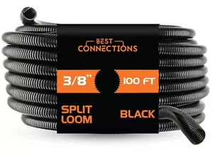 Wire Loom Black 100' Feet 3/8" Split Tubing Hose Conduit Cover Auto Home Marine - Picture 1 of 7